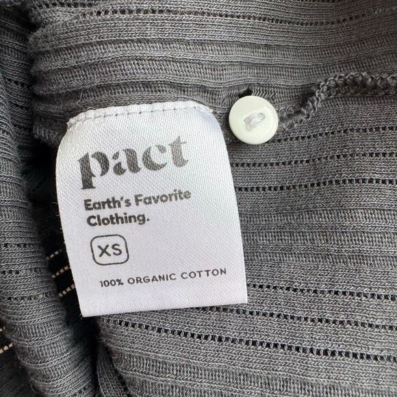 $5/$25 Pact 100% Organic Cotton Gray Ribbed Button Henley Ruffle Tank Size XS - Picture 6 of 6